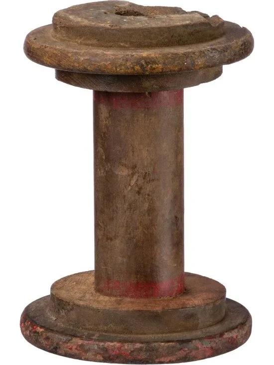 Vintage Large Wood Wooden Spool Rustic Textile Bobbin Decor Handmade 6.5" - Picture 2 of 5
